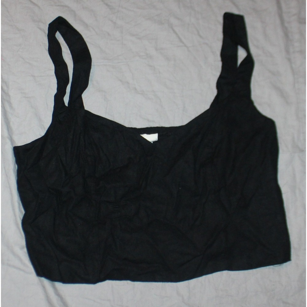 Women's Linen Slim Fit Tank Top - A New Day Black XL